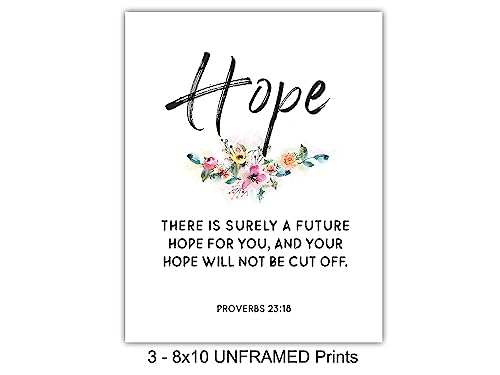 Religious Christian Wall Art Decor - Inspirational Faith, Hope, Love Bible Verse Wall Art - Scripture Decor Signs - Home Decorations for Kitchen, Living or Dining Room, Bedroom - Unique Gift