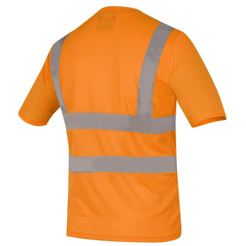 Pioneer Hi Vis Safety T Shirt for Men - Short Sleeve with Pocket- Reflective Tape for ANSI Class 2 Work - High-Visibility T-Shirt – Dry Wick, Lightweight Tee – Orange or Yellow/Green XX-Large
