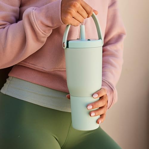 BrüMate Resa 35oz 100% Leakproof Travel Tumbler with Handle & Straw | Flexible SoftSip Straw | Silicone Sleeve for Durability | Stainless Steel | Cup Holder & Travel Friendly Water Bottle | (Zebra)