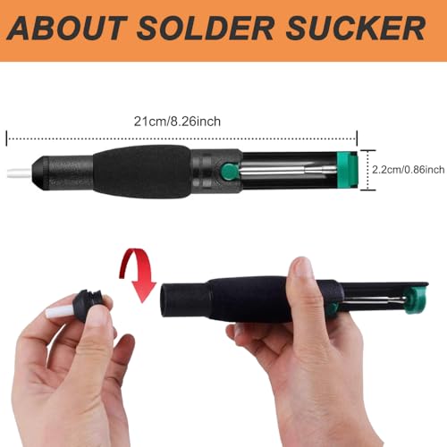 Solder braid with flux and desoldering pump, 1.5 mm wide desoldering braid with flux, no-clean solder braid remover, soldering pump (2-pack, 3 m/10 ft)