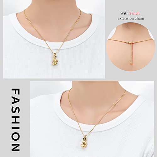 Boxing Glove Shape Stainless Steel Ashes Keepsake Cremation Jewelry for Ash Cool Cremation Pendants for Ashes Cremation Necklace Gold