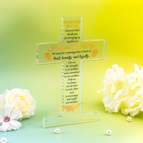 VIESUJI Marriage Prayer Cross Christian Wedding Gifts for Couples