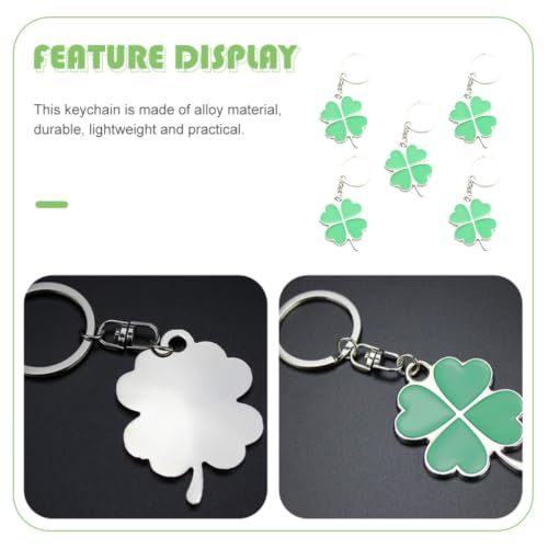 DOITOOL 5pcs St Patrick Day Four Leaf Alloy Keychain for Bags and Keys