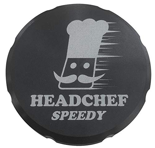 Headchef Speedy 50mm, 4 Piece Grinder, Quick Release of Herbs, Metal Herb Grinder with Sifter Scraper (Black) Black