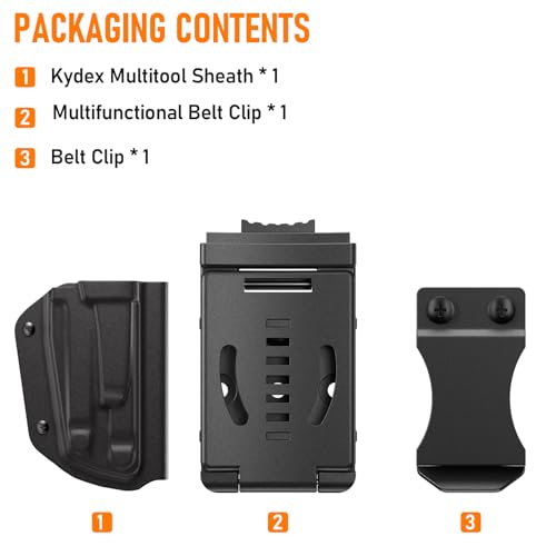 Kydex multitool sheath for Leatherman Wingman and Sidekick with two belt clips