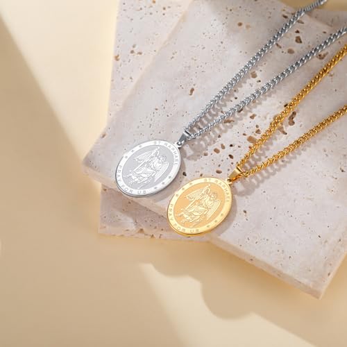 TEAMER Saint Raphael Necklace Archangel of Healing & Protection St. Raphael Pendant Necklace Amulet Religious Jewelry For Women Gold