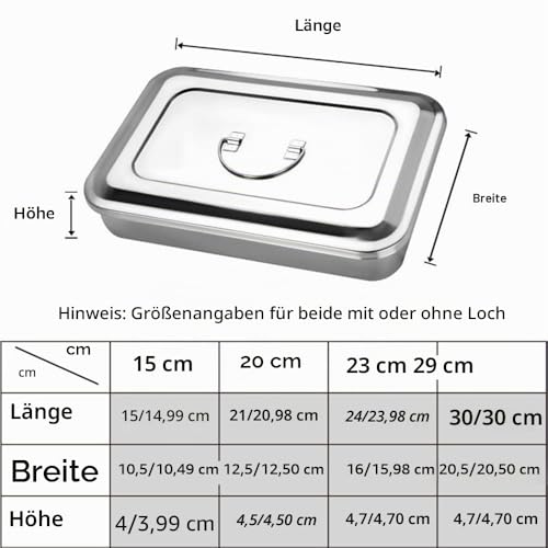 304 Stainless Steel Medical Sterilizer Box Surgical Instruments Storage Boxes for Professional Surgery, Veterinarians, Beauty Salon, Dentist Use (6 Inch (with Holes)