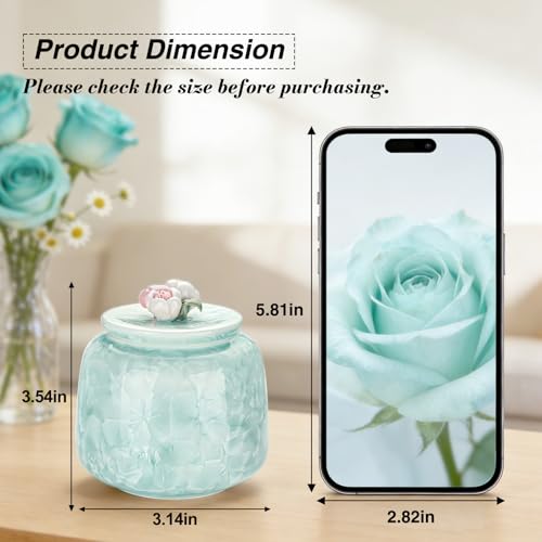 Floral Small Urn for Human Ashes Ceramic Keepsake for Men Women Flower