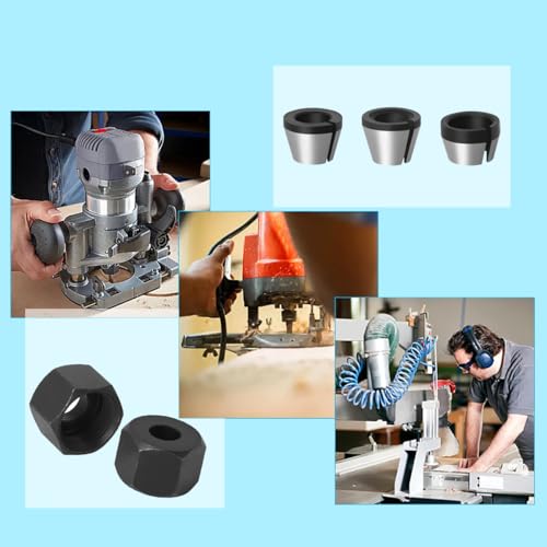 Pack of 3 Collets Adapter, Collet Chuck Tool Adapter with 2 Clamping Nuts for Straight Grinder Cutting Engraving Machine