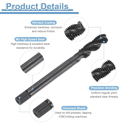 QUARKZMAN Metric Tap M7 x 1 Tap HSS6542 High Quality Nitride-Coated Tap Cutter Black - 1 Piece M7 x 1 H2