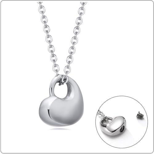 Openable Heart Keepsake Ash Holder Pendant Urn Necklace for Women White