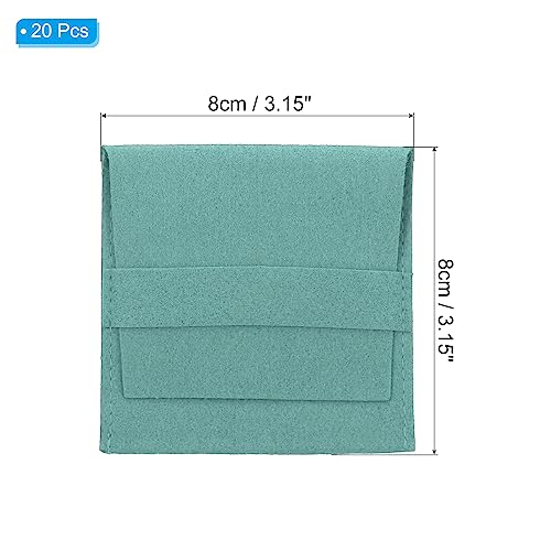 PATIKIL 8x8cm Jewelry Pouches with Band, 20 Pack Microfiber Jewelry Pouches Portable Soft Storage for Necklace Bracelet Earring Watch Rings Brooch, Light Green