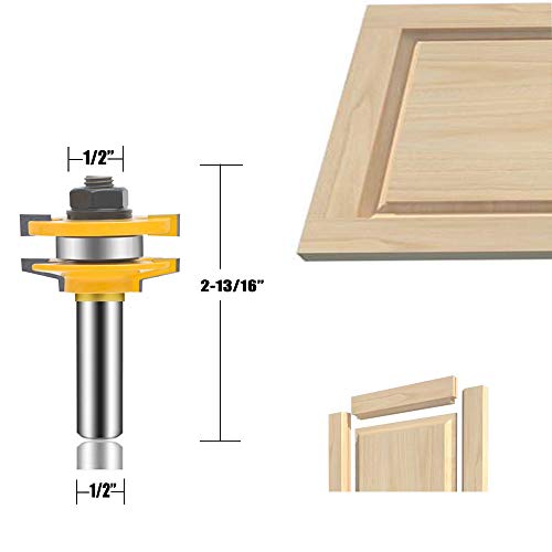 LEATBUY-TECH 1/2-inch shank 3-piece carbide router bit set for wood tongue-and-groove and edge grooving