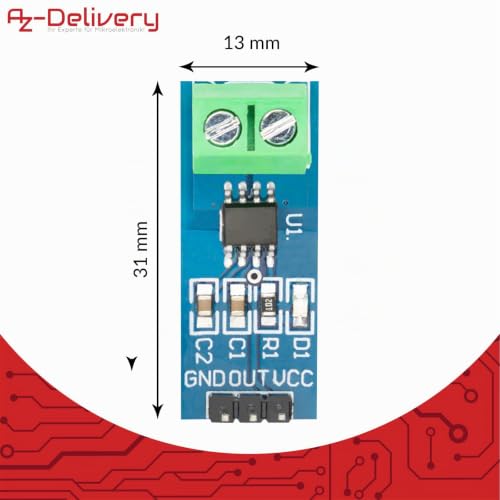AZDelivery ACS712 Current Sensor 5A Measuring Range Module Current Sensor Compatible with Arduino Bascom Includes E-Book