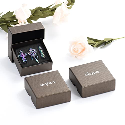shajwo 3 Pack Cremation Urn Necklace for Ashes for Women Men Heart Lotus Cross Cylinder Cremation Jewelry for Ashes Loved One Memorial Keepsake Pendant Heart-Rainbow 2