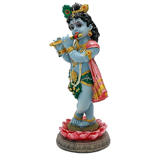 BangBangDa Hindu God Lord Krishna Statue - India Puja Item Pooja Decoration Diwali Birthday Gifts for Indian Man Woman Home Office Murti Altar Temple Mandir Meditation Spiritual Gifts for Friend