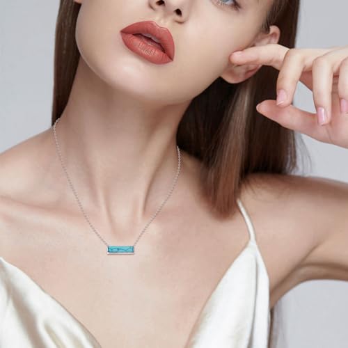 YFN Larimar/turquoise/Moonstone/Black Onyx/Rose Quartz/Opal Bar Choker Necklace for Women Sterling Silver (larimar) turquoise urn