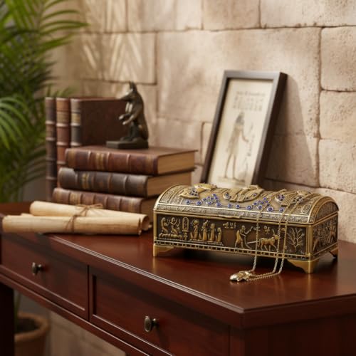 NileCart Ancient Egyptian Style Decorative Metal Jewelry Box Made in Egypt (Antique Copper) Antique Copper