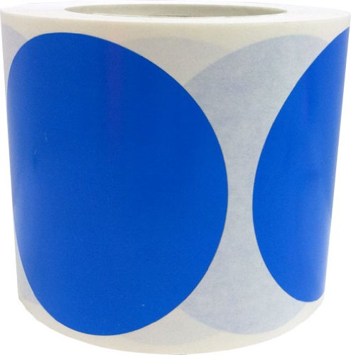 Blue Color Coding Labels – 4 Inch Round Circle Dots, 500 Total Adhesive Stickers on a Roll for Inventory, Organization, Warehouse, and Retail – Made in the USA