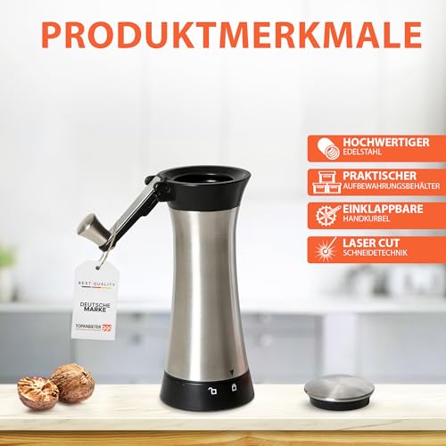 Topanbieter999 Nutmeg Mill with Nutmeg Compartment and Folding Crank