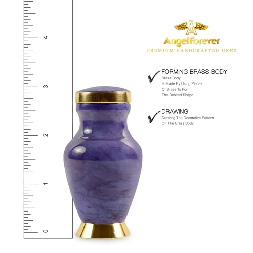 Small Keepsake Cremation Urn for Ashes | Keep Your Loved Ones Memory Close | Elegant Everlasting Tribute | Mini Personal Memorial for Remains, Dried Flowers, Sacred Earth | Threaded Lid | 3 Cubic Inch Purple