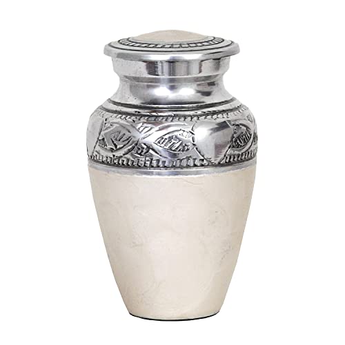HLC URNS Lovely Keepsake Urn – Silver Heart Small Keepsake Qnty 1 - Keepsake Urn for Human Ashes with 1 Velvet Box Bag-Mini Keepsake Urn - Affordable Keepsake Urn (3 cu.in)