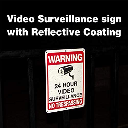 [Australia - AusPower] - Faittoo 4-Pack Video Surveillance Sign, No Trespassing Metal Reflective Warning Sign, 10 x7 Inches 0.40 Aluminum Indoor or Outdoor Use for Home Business CCTV Security Camera,UV Protected & Waterproof Black and Red on White - 4 Pack 