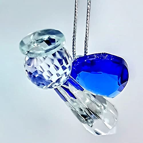 Blue Crystal Guardian Angel, Suncatcher Handmade 2.48 Inch Home Window Decoration Flower Car Chakra Crystal Rainbow Maker Guardian Angel Christmas Tree Ornament Blue