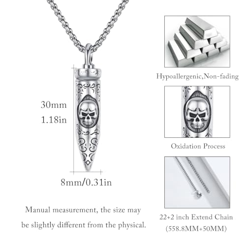 Silver/14K Gold Plated Urn Cremation Pendant Necklace with Gift Box 40A-Bullet Urn-Silver