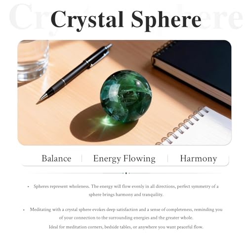SUNYIK 2.79-3.15" Healing Cherry Blossom Crystal Ball with Acrylic Stand #1-pink 1#-2.8-3.2"(71-80mm)