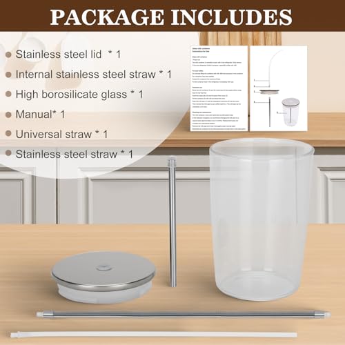 Glass Milk Container for Jura & Stainless Steel Milk Pipe Casing with HP3 Adapter, Compatible with Jura Coffee Machine Models: Z8, Z6, J6, S8, S80, E8, GIGA X8cG2 / X8G2/X3cG2 / X3G2, X8, X10, WE8 Container+ Pipe Casing