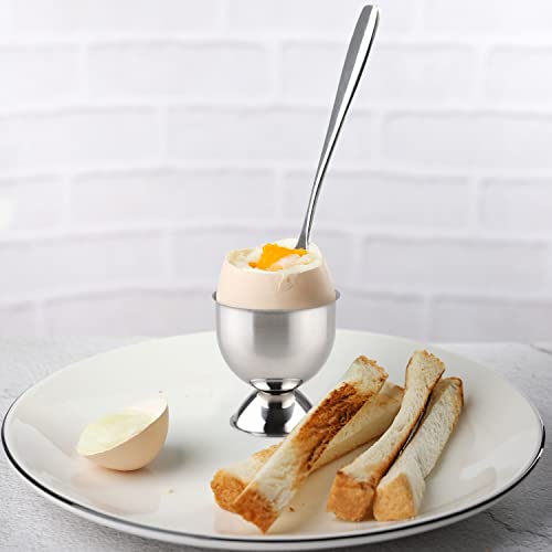 Set of 12 stainless steel egg spoons for soft boiled eggs, 5.5 inches long, by YellRin, ideal for breakfast egg dishes.