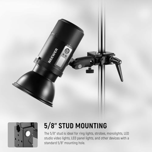 NEEWER Super Clamp with 5/8" Stud, Spring Lock, 2.4"/6cm Jaw Grip Heavy Duty Crab Pole Clamp for Round Pipe Flat Surface, for Photography Studio Camera & Lighting Mounting, Max Load 33lb/15kg, UA017 UA017(1 Pack）