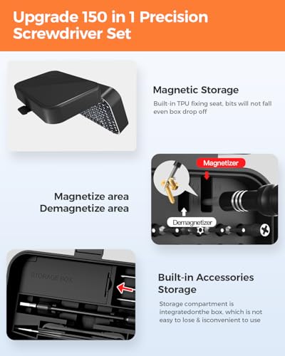 SOONAN 150-in-1 precision screwdriver set, black mini screwdriver tool kit with assorted bits