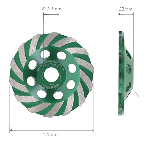 PRODIAMANT Premium Diamond Grinding Cup Wheel 125mm for Concrete and Masonry, Durable Industrial Grade, Fits 5 Inch Angle Grinders, Optimal for Professional Use 125 / 22,23mm Professional,Tool