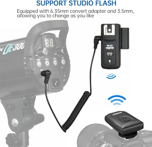 Godox CT-16 Flash Trigger Kit, 433MHz Radio Transmitter Receiver Set 1 Transmitter + 2 Receivers