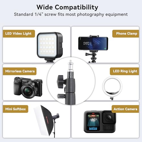 UTEBIT 2 Pack Photography Light Stands Tripod, with Phone Clamp, Black 45"/3.7ft