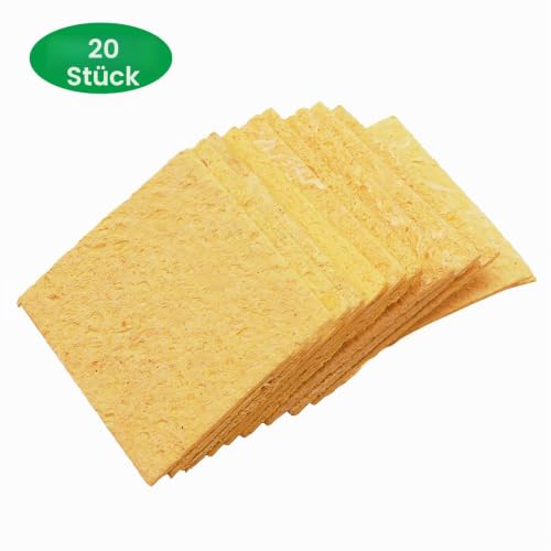 Soldering Tip Cleaning Sponge Pack of 20 Soldering Sponges Iron Tip Sponge Welding Tin Removal Soldering Tip Cleaner Soldering Welding Cleaning for Workbenches and Workshops, 61 x 61 x 2.7 mm 61x61x2.7 mm/20 pieces