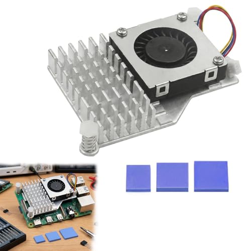 Zolara Heatsink Cooler Active Cooler (B) Compatible with Raspberry Pi 5, Active Cooling Fan, Aluminium Heatsink with Thermal Pads