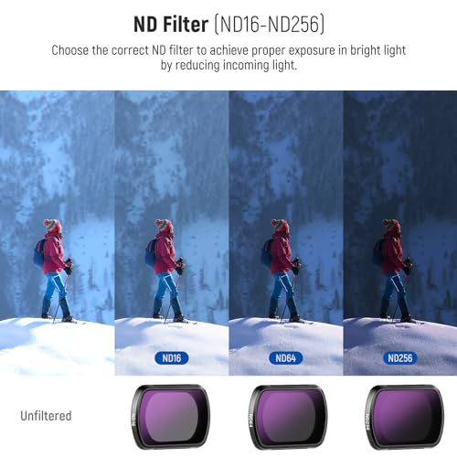 NEEWER HD CPL ND16 ND64 ND256 Filter Kit Compatible with DJI Osmo Pocket 3 / Pocket 4 / Xtra Muse, Magnetic Gimbal Action Camera Neutral Density Polarizing Filter Accessories Kit 4 Pack ND+CPL