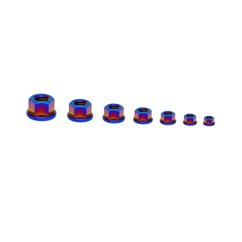 [Australia - AusPower] - RISON Titanium Nut Titanium Flange Nut M4x0.7mm Titanium Sprocket Nut Burnt Blue 6AL4V Titanium Flange Nut for Motorcycle 5PCS 