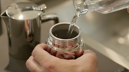 VIA CREMA Moka Stovetop Espresso Maker, Stainless Steel, for Induction Cooktops, 3-4 Cups, 8.5 Oz 3-4 CUPS / 8.5 Oz