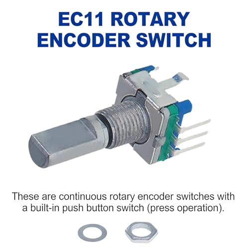 Rotary Encoder Switch,5 Pieces EC11 Rotary Encoder Code Switch Digital Potentiometer with Push Button 5 Pin Handle Length 20mm for Electronics Components and Projects