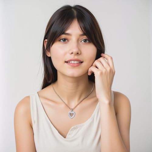 Glass Heart Cremation Urn Necklace for Ashes Stainless Steel Memorial Ash Pendant Keepsake Jewelry Cremation Jewelry for Women Silver