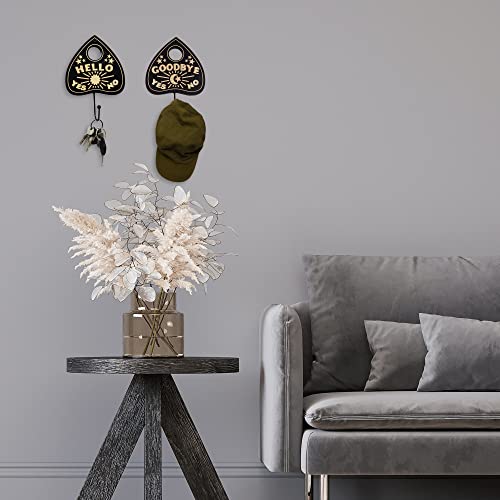 Ella & Emma Wall Mounted Coffin-Shaped Key Holder - Planchette/Hamsa Hand Key Holder, Gothic Home Decor Wall Hanger with Hook -Spooky Halloween Decor for Home - 2 Pieces (Planchette)