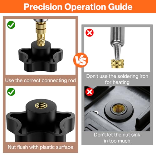 Threaded Inserts Soldering Tips Set, Preciva M3 Thread Insert Soldering Tips Set with M3 Screws Nuts Assortment Set