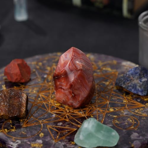 Carnelian Flame Shaped Stone Tower Decor for Home Office Carnelian 0.44-0.66lb(201g-300g)