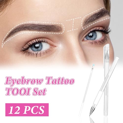 Pack of 4 Skin Markers with 8 Refills, Microblading Pen Eyebrow (White) | Makeup Tattoo Pen Eyebrow Lip Body Art White