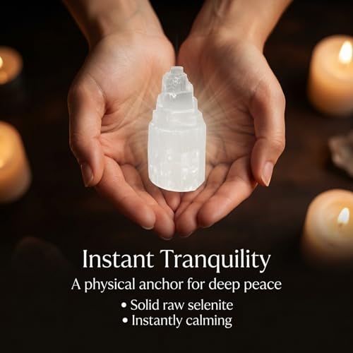 | Selenite Skyscraper | 4'' Tall | 1pc | Crystals and Healing Stones, Spiritual Gifts for Women, Reiki, Chakra, Yoga, Meditation Accessories