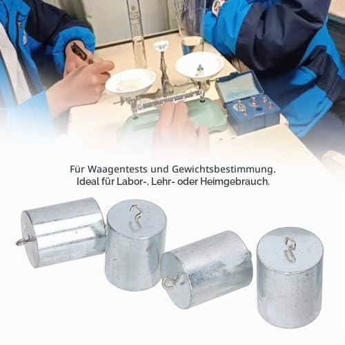 200g Precision Calibration Weight Set for Highest Accuracy, Chrome-plated Steel, 4-Piece with Hooks, Compact Storage Box for Laboratory and School Supplies